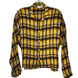 CP Shades Yellow and Brown Plaid Button Down Shirt
